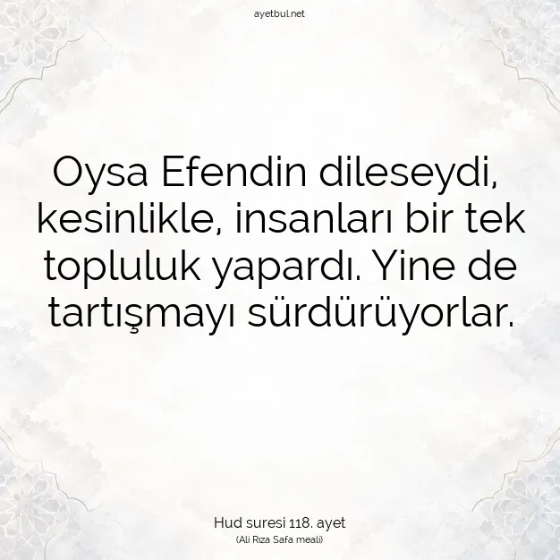 Ayetbul | Kuran Mealleri | Quran | Hud suresi 118. ayet