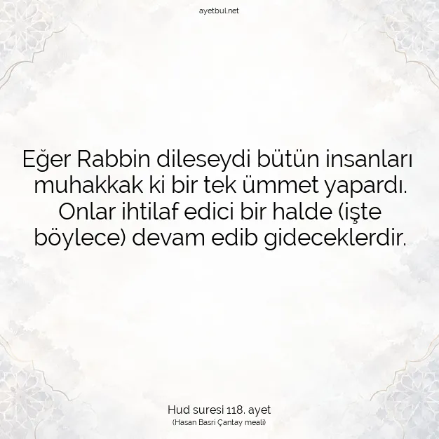 Ayetbul | Kuran Mealleri | Quran | Hud suresi 118. ayet