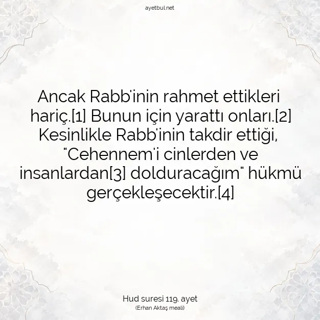 Ayetbul | Kuran Mealleri | Quran | Hud suresi 119. ayet