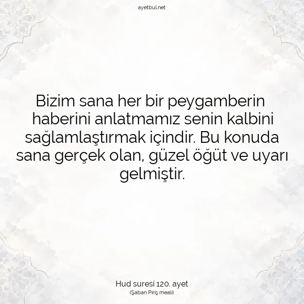 Ayetbul | Kuran Mealleri | Quran | Hud suresi 120. ayet