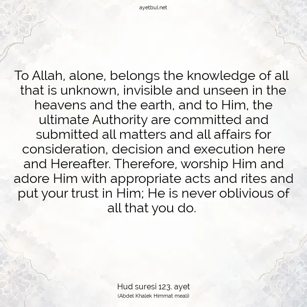 Ayetbul | Kuran Mealleri | Quran | Hud suresi 123. ayet