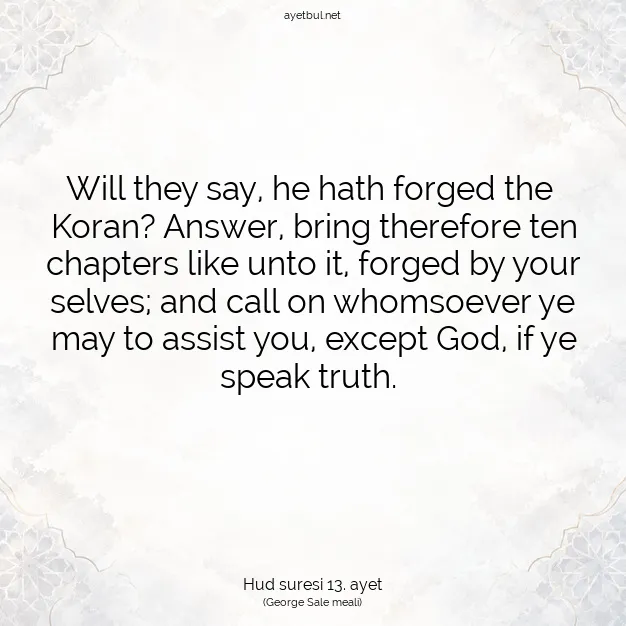 Ayetbul | Kuran Mealleri | Quran | Hud suresi 13. ayet