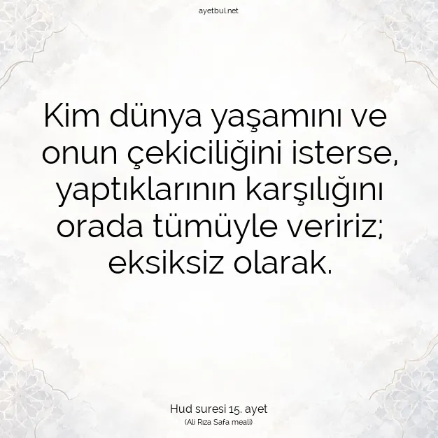 Ayetbul | Kuran Mealleri | Quran | Hud suresi 15. ayet