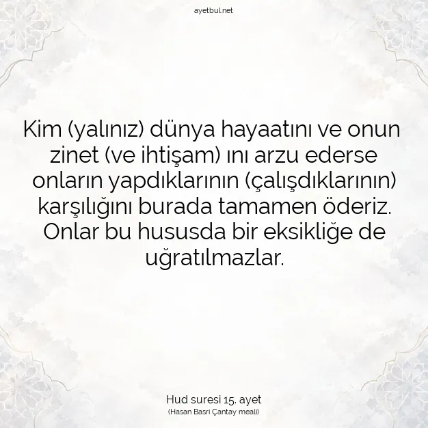 Ayetbul | Kuran Mealleri | Quran | Hud suresi 15. ayet