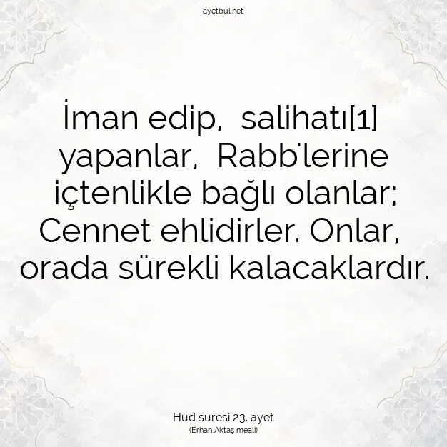 Ayetbul | Kuran Mealleri | Quran | Hud suresi 23. ayet