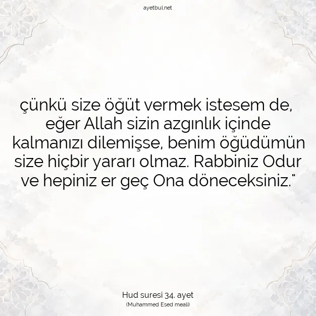Ayetbul | Kuran Mealleri | Quran | Hud suresi 34. ayet