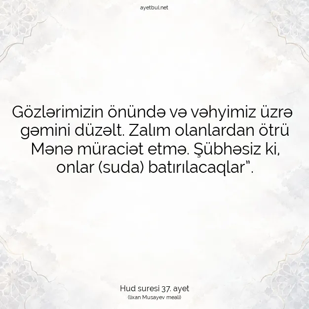 Ayetbul | Kuran Mealleri | Quran | Hud suresi 37. ayet