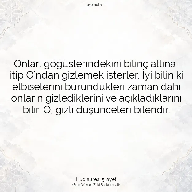 Ayetbul | Kuran Mealleri | Quran | Hud suresi 5. ayet