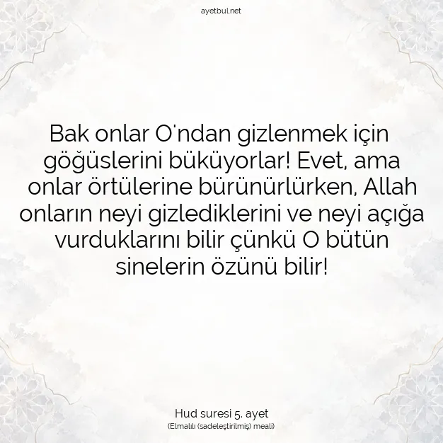 Ayetbul | Kuran Mealleri | Quran | Hud suresi 5. ayet