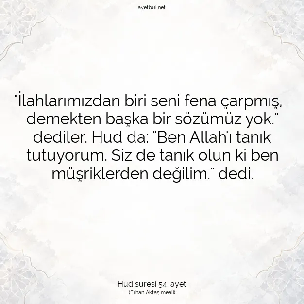Ayetbul | Kuran Mealleri | Quran | Hud suresi 54. ayet