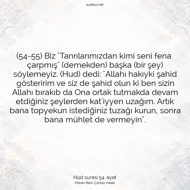 Ayetbul | Kuran Mealleri | Quran | Hud suresi 54. ayet