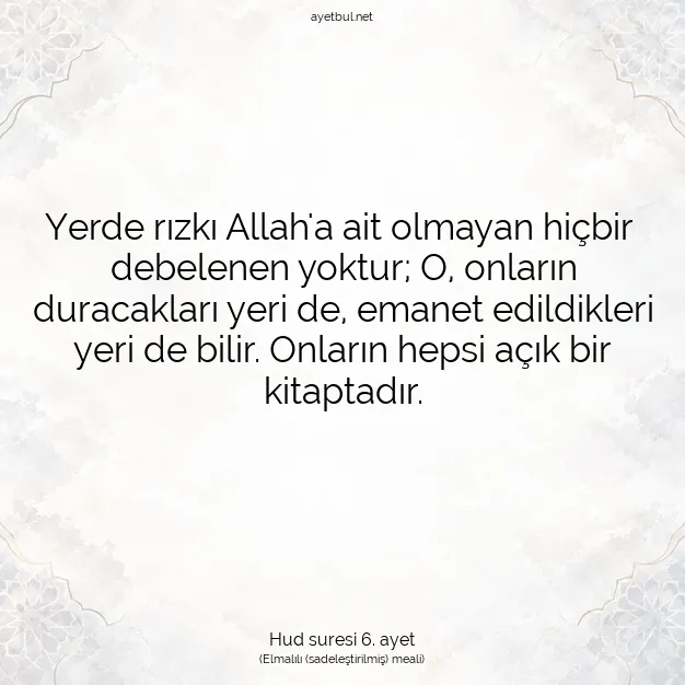 Ayetbul | Kuran Mealleri | Quran | Hud suresi 6. ayet
