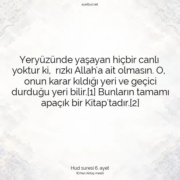 Ayetbul | Kuran Mealleri | Quran | Hud suresi 6. ayet