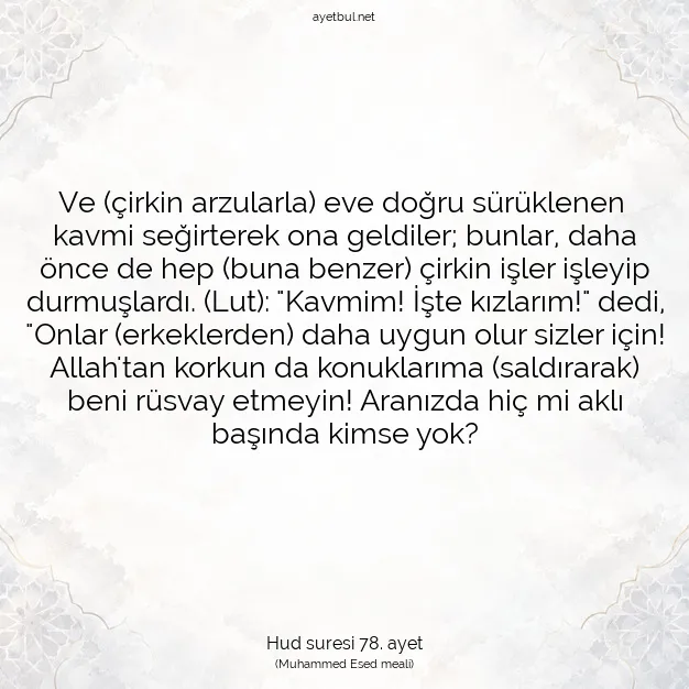 Ayetbul | Kuran Mealleri | Quran | Hud suresi 78. ayet
