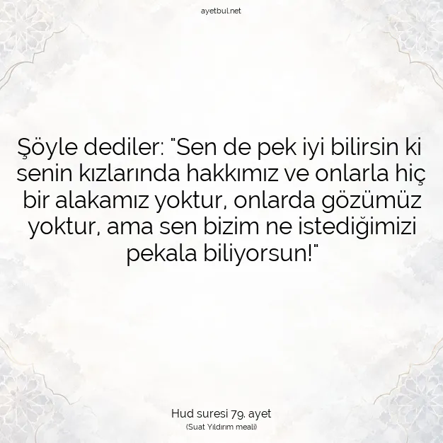 Ayetbul | Kuran Mealleri | Quran | Hud suresi 79. ayet