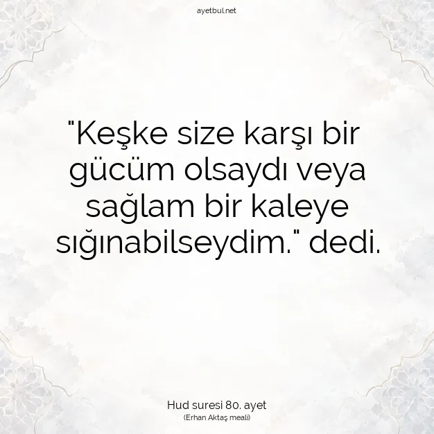 Ayetbul | Kuran Mealleri | Quran | Hud suresi 80. ayet