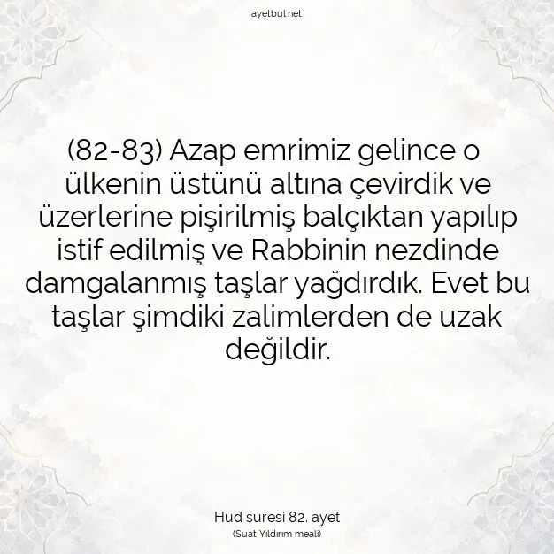 Ayetbul | Kuran Mealleri | Quran | Hud suresi 82. ayet