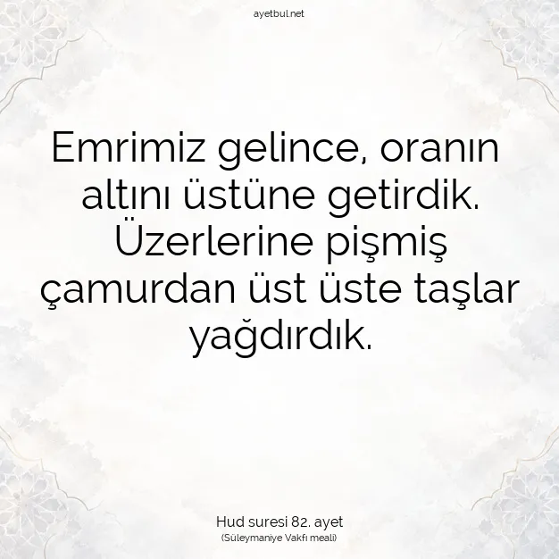 Ayetbul | Kuran Mealleri | Quran | Hud suresi 82. ayet