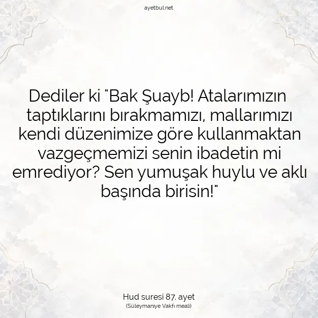 Ayetbul | Kuran Mealleri | Quran | Hud suresi 87. ayet