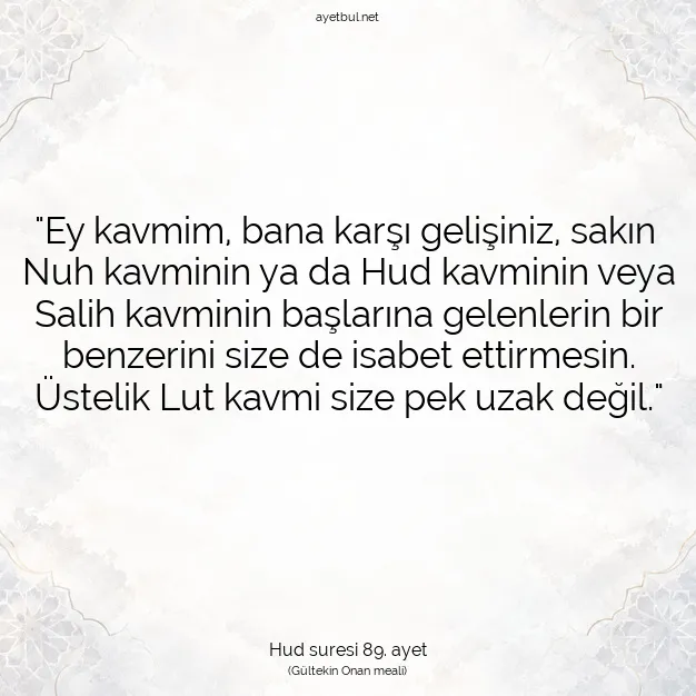 Ayetbul | Kuran Mealleri | Quran | Hud suresi 89. ayet