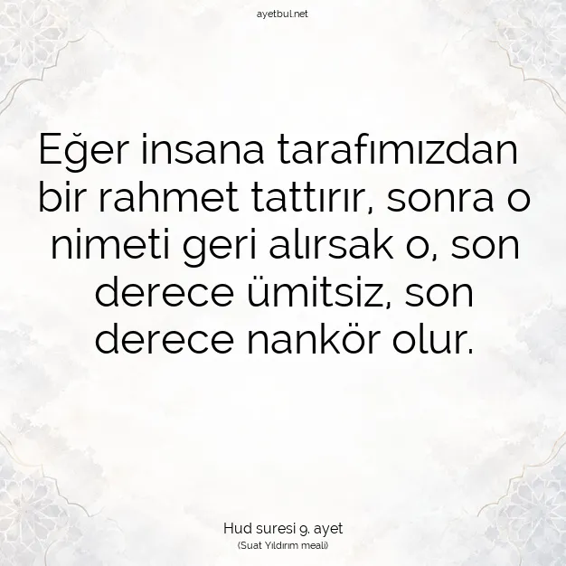 Ayetbul | Kuran Mealleri | Quran | Hud suresi 9. ayet