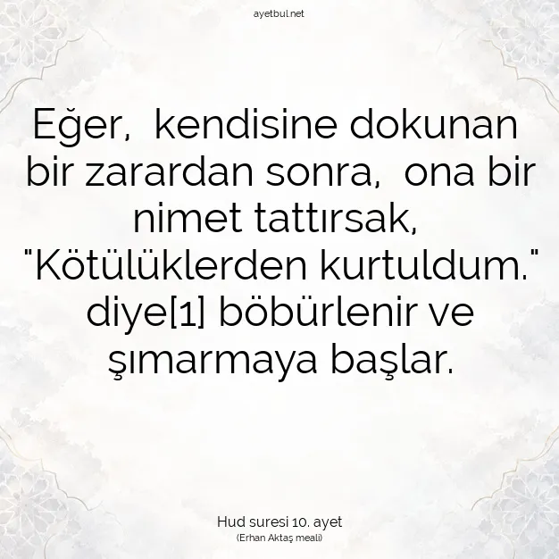 Ayetbul | Kuran Mealleri | Quran | Hud suresi 10. ayet