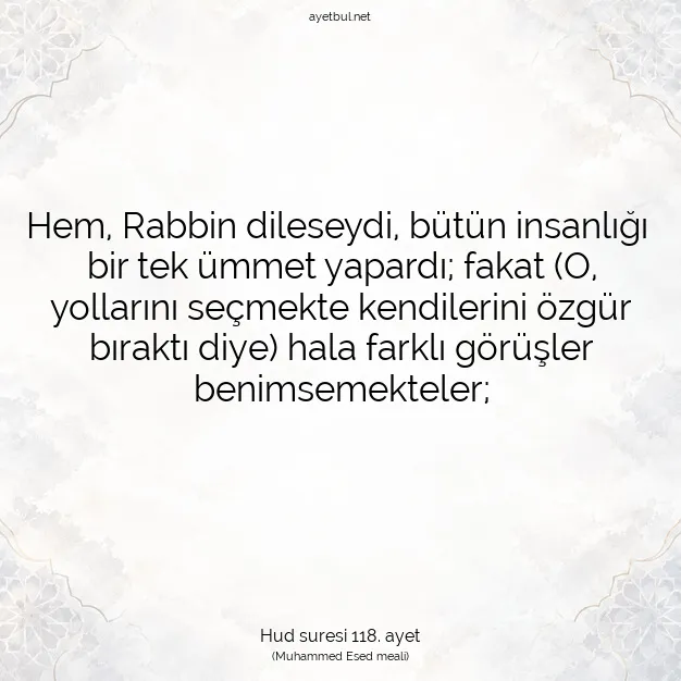 Ayetbul | Kuran Mealleri | Quran | Hud suresi 118. ayet