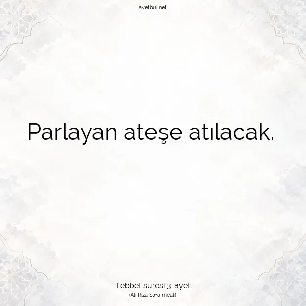 Ayetbul | Kuran Mealleri | Quran | Tebbet suresi 3. ayet