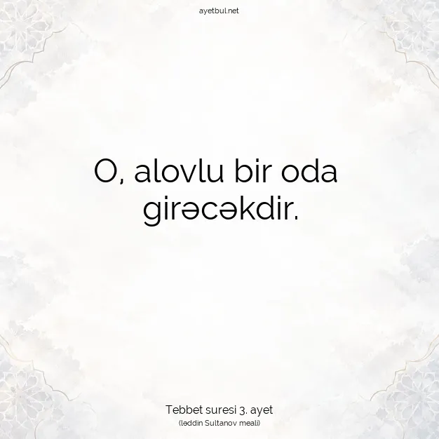 Ayetbul | Kuran Mealleri | Quran | Tebbet suresi 3. ayet
