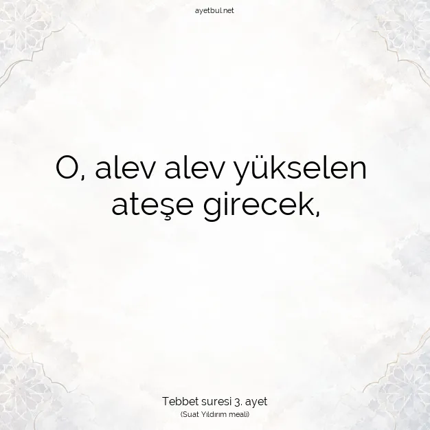 Ayetbul | Kuran Mealleri | Quran | Tebbet suresi 3. ayet