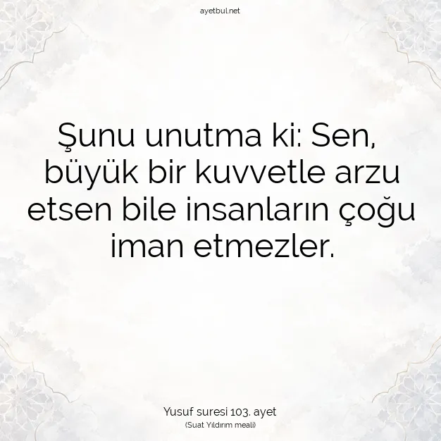 Ayetbul | Kuran Mealleri | Quran | Yusuf suresi 103. ayet