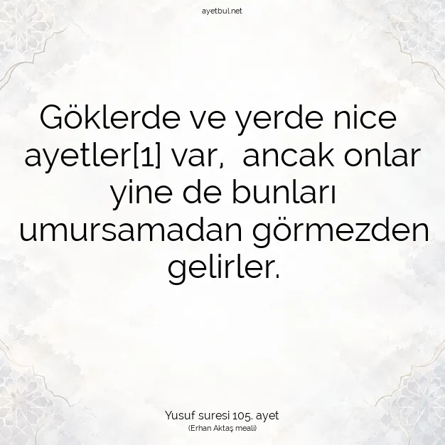 Ayetbul | Kuran Mealleri | Quran | Yusuf suresi 105. ayet