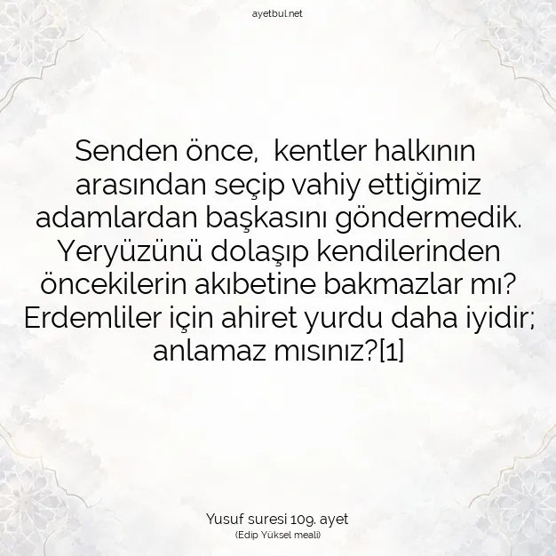 Ayetbul | Kuran Mealleri | Quran | Yusuf suresi 109. ayet