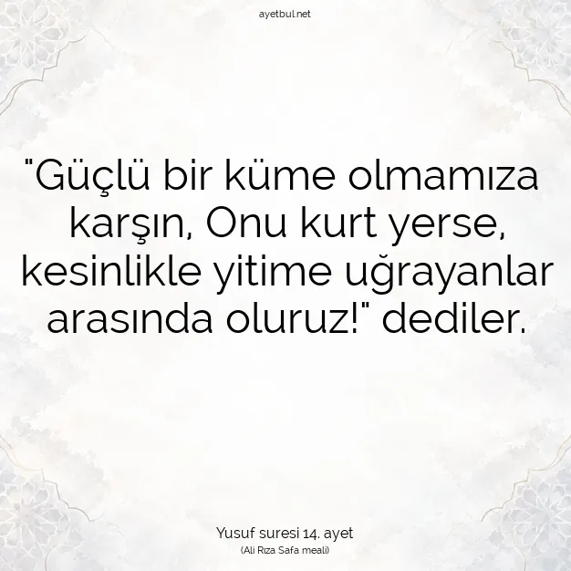 Ayetbul | Kuran Mealleri | Quran | Yusuf suresi 14. ayet