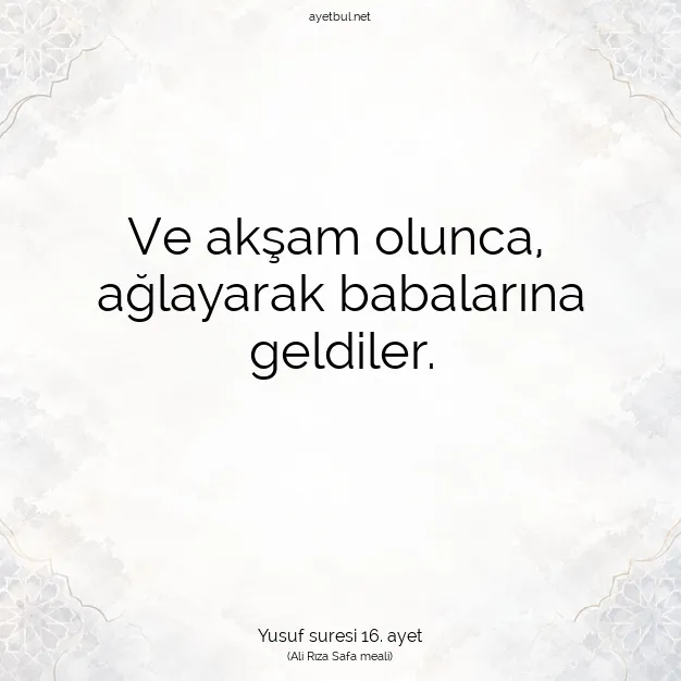 Ayetbul | Kuran Mealleri | Quran | Yusuf suresi 16. ayet