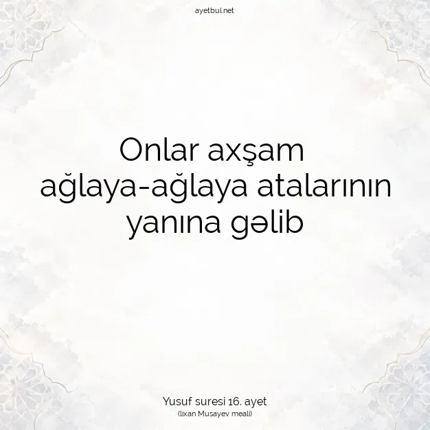 Ayetbul | Kuran Mealleri | Quran | Yusuf suresi 16. ayet