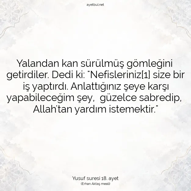 Ayetbul | Kuran Mealleri | Quran | Yusuf suresi 18. ayet