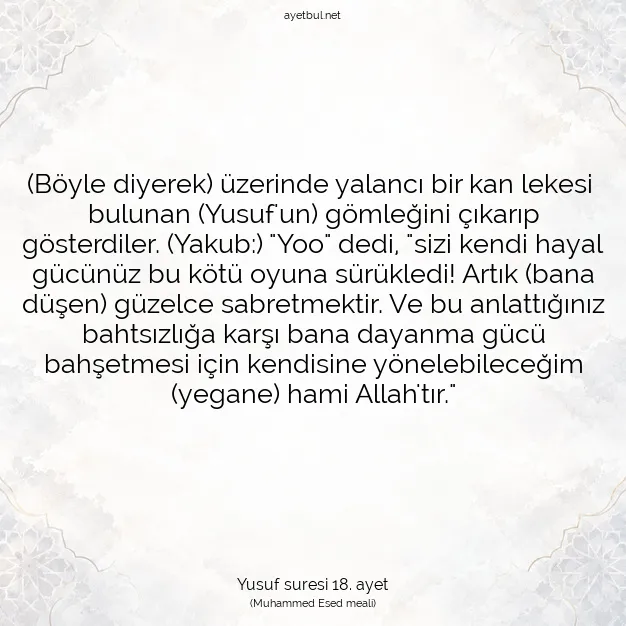 Ayetbul | Kuran Mealleri | Quran | Yusuf suresi 18. ayet