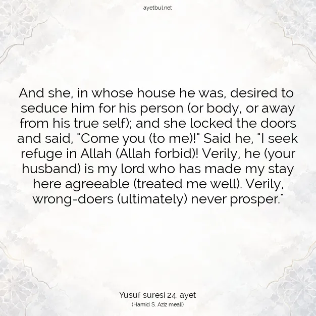 Ayetbul | Kuran Mealleri | Quran | Yusuf suresi 24. ayet