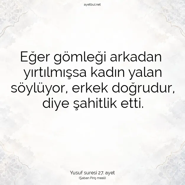 Ayetbul | Kuran Mealleri | Quran | Yusuf suresi 27. ayet