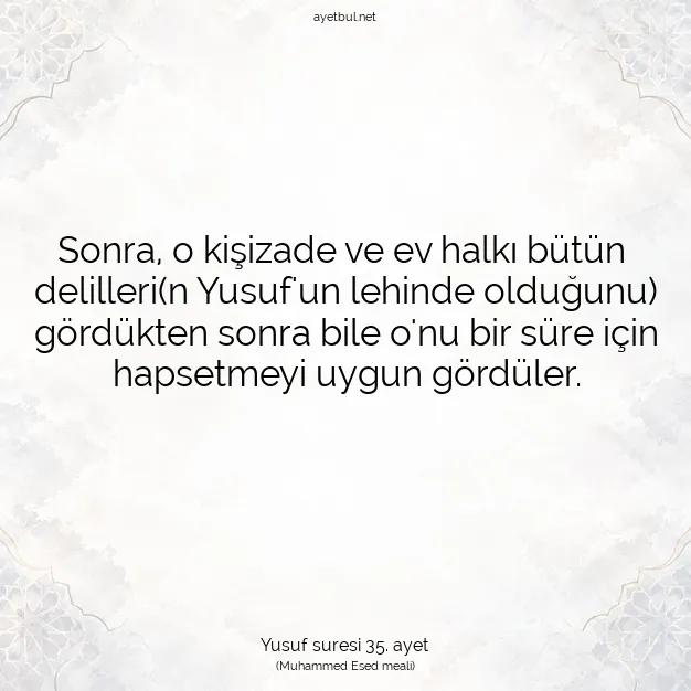 Ayetbul | Kuran Mealleri | Quran | Yusuf suresi 35. ayet