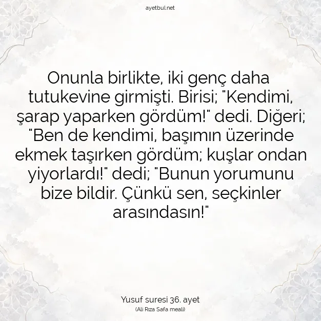 Ayetbul | Kuran Mealleri | Quran | Yusuf suresi 36. ayet