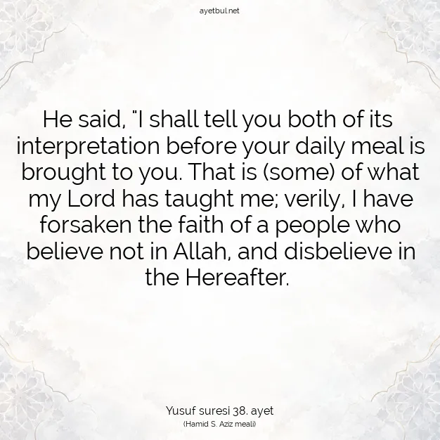 Ayetbul | Kuran Mealleri | Quran | Yusuf suresi 38. ayet
