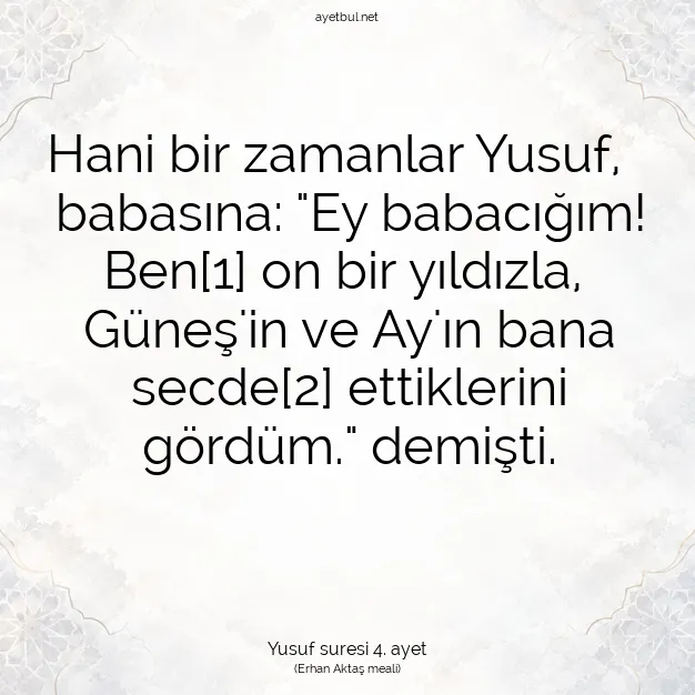Ayetbul | Kuran Mealleri | Quran | Yusuf suresi 4. ayet