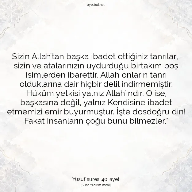 Ayetbul | Kuran Mealleri | Quran | Yusuf suresi 40. ayet