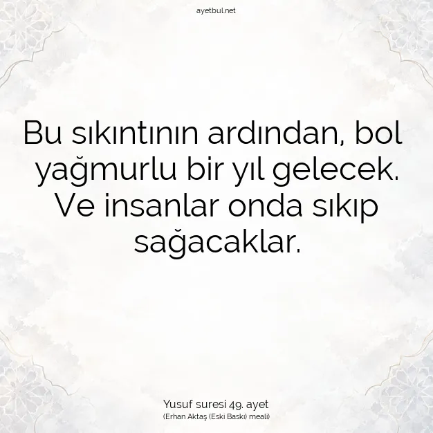 Ayetbul | Kuran Mealleri | Quran | Yusuf suresi 49. ayet