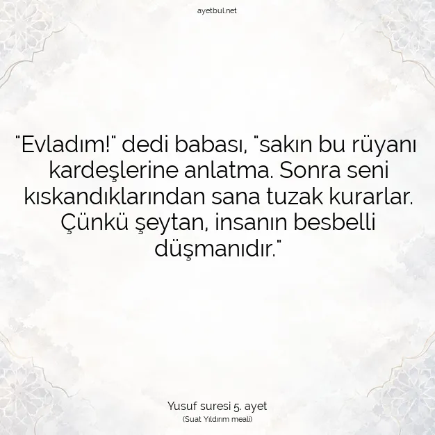 Ayetbul | Kuran Mealleri | Quran | Yusuf suresi 5. ayet