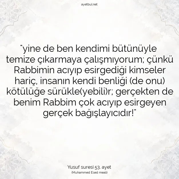 Ayetbul | Kuran Mealleri | Quran | Yusuf suresi 53. ayet