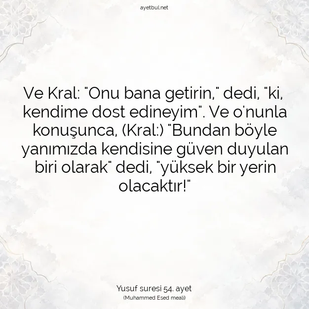 Ayetbul | Kuran Mealleri | Quran | Yusuf suresi 54. ayet