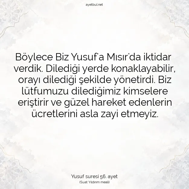 Ayetbul | Kuran Mealleri | Quran | Yusuf suresi 56. ayet